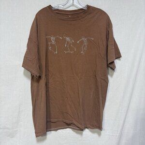 FULL TILT T Shirt Mens L Short Sleeve Tee Skateboarding Skeletons Brown Skater